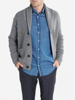 Everlane Gray Shawl-Collar Button Wool Cardigan. Normcore. Lagenlook. Mens M